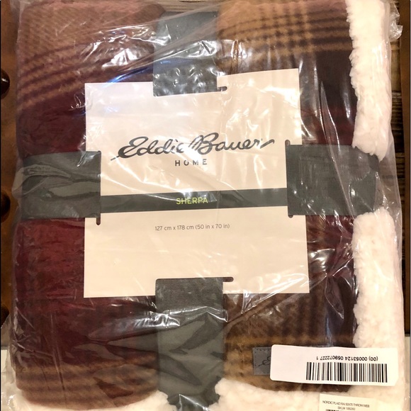 🎁 NWT Eddie Bauer Sherpa Reversible Throw Plaid - Picture 6 of 6